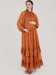 Puff Sleeve Maternity Formal Gown