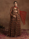 Rust Floral Maternity Anarkali with Dupatta