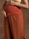 Rust Orange Maternity Suit with Embellished Border