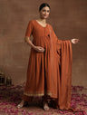 Rust Orange Maternity Suit with Embellished Border