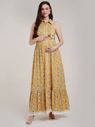 Sleeveless Maternity Maxi Dress