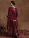 Wine Red Maternity Embellished Anarkali with Dupatta