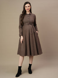 Woolen Maternity Midi Dress