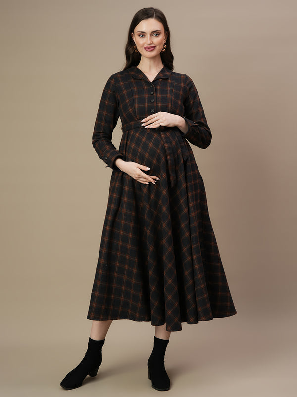 Woolen Maternity Maxi Dress