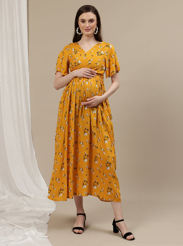 Yellow Maternity Maxi Dress