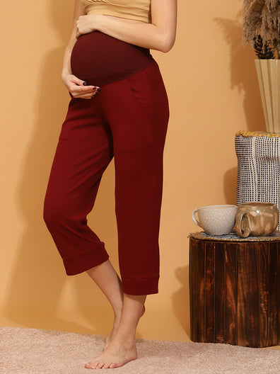 Maternity Pants Comfortable Stretch Over-Bump Women Pregnancy Casual Capris  for Work