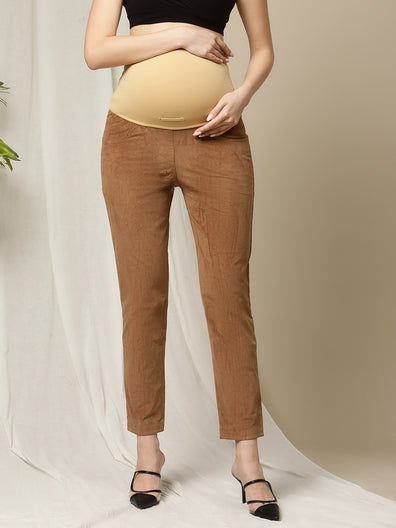 Paperbag Jeans with Belt for Maternity - blue dark solid, Maternity
