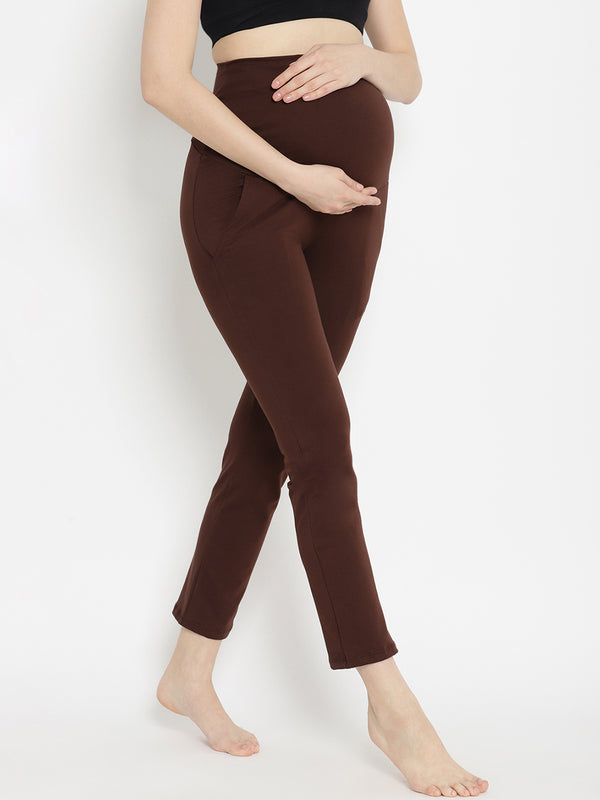 Buy Pepperika Over The Belly Maternity Leggings for Pregnant Women Cotton  Lycra Stretchable Maternity Pants for Pregnancy (Size M) Brown at Amazon.in