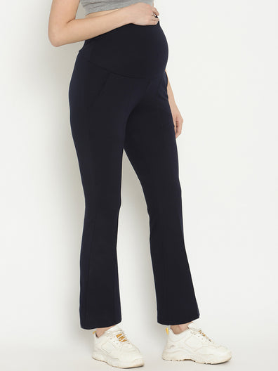 High Waisted Maternity Casual Pants  Blue  Wobbly Walk