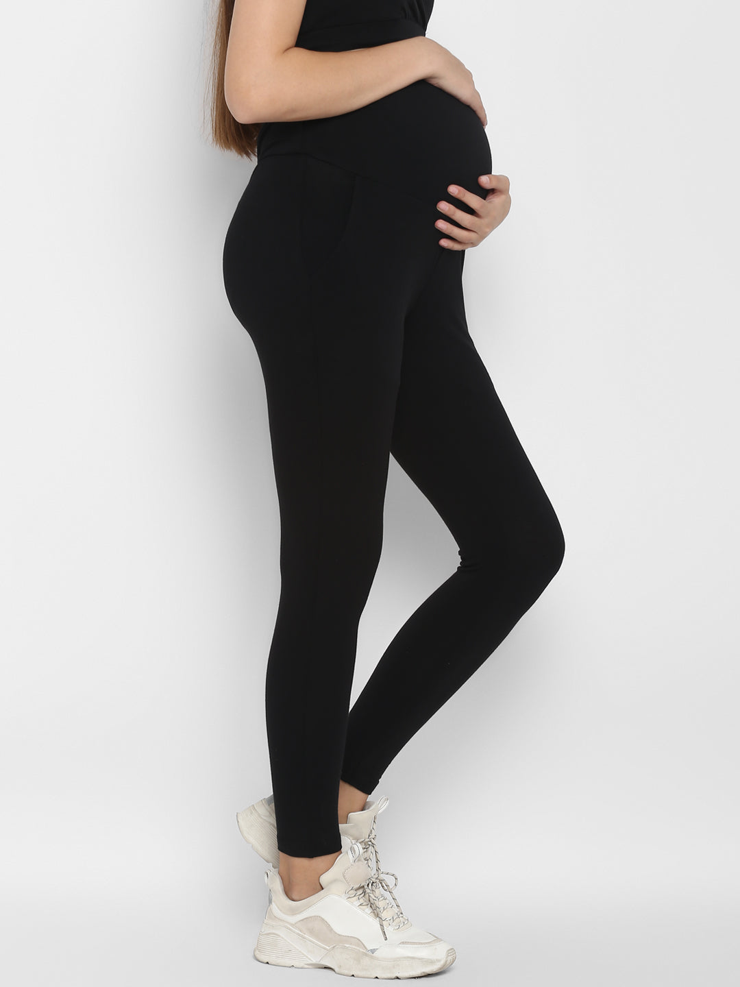 Tall Women's LTS Maternity Black Cotton Leggings