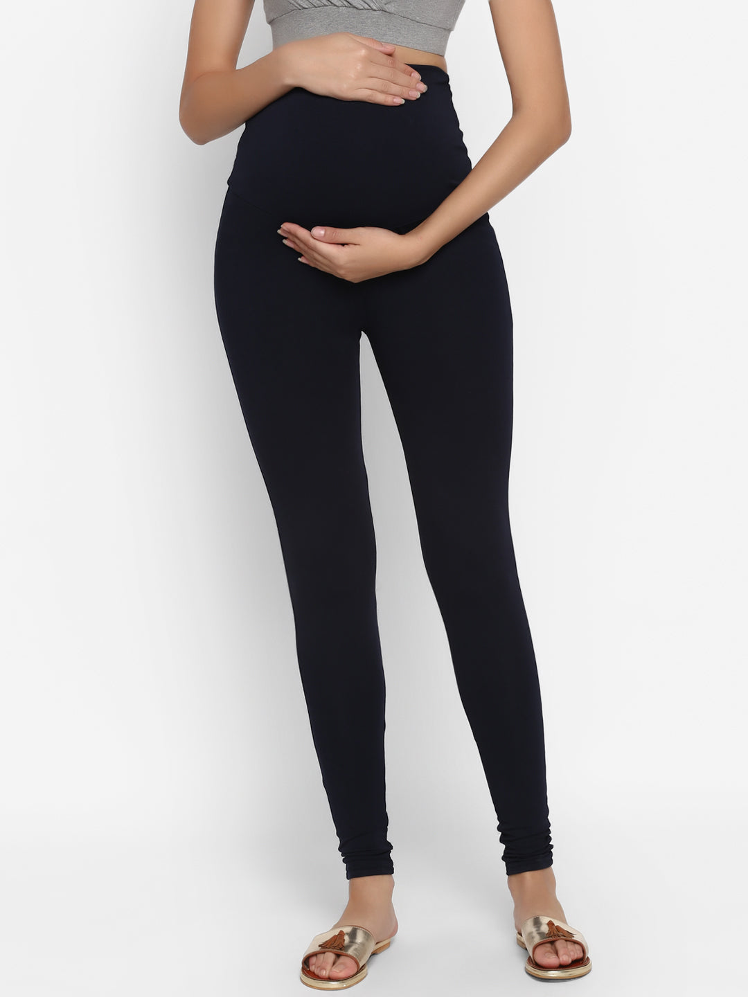Frenchtrendz | Buy Frenchtrendz Cotton Spandex Navy Ankle Leggings Online  India