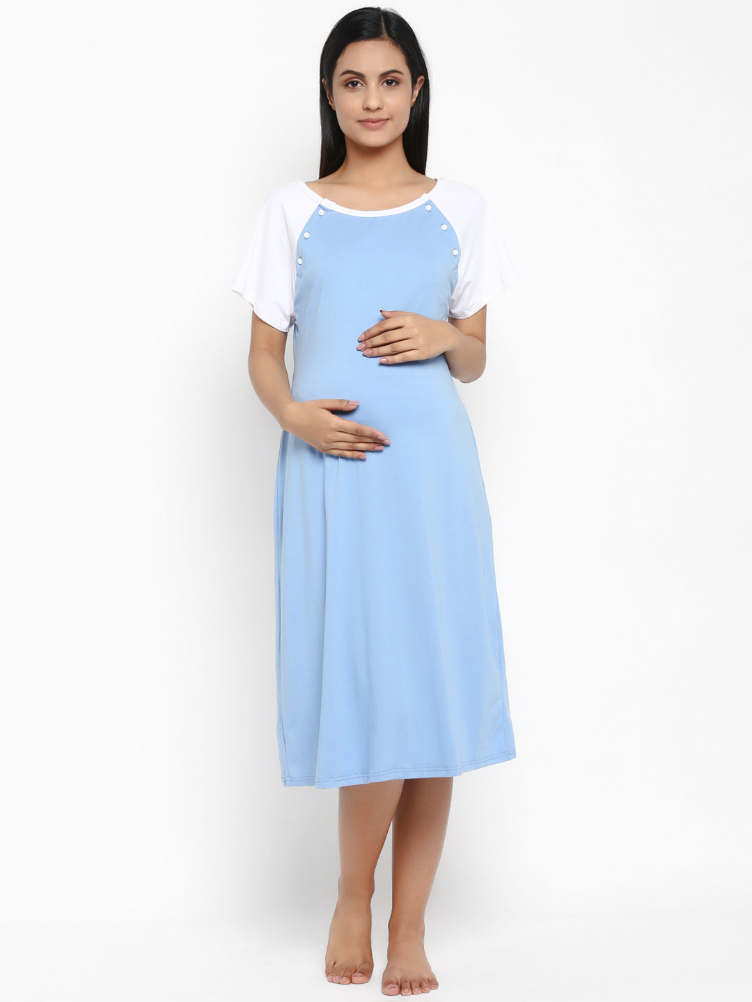 Women's Nursing Nightgown Labor Delivery Gown Hospital Maternity Sleepwear  Breastfeeding Night Dress