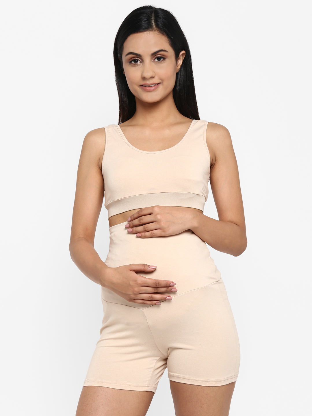 Non Wired Crossover Seamless Maternity Bra - Skin