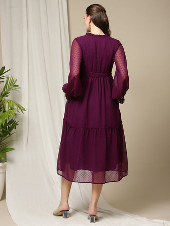fcity.in - Stylish Knee Length Dark Purple Dress With Jacket / Pretty  Designer