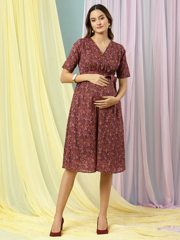 Buy Lovely Mom's Pregnancy Dress, Printed Maternity Gown Dress with Zipper  for Easy Breast Feeding - Red - XL, Viscose Rayon Online at Best Prices in  India - JioMart.