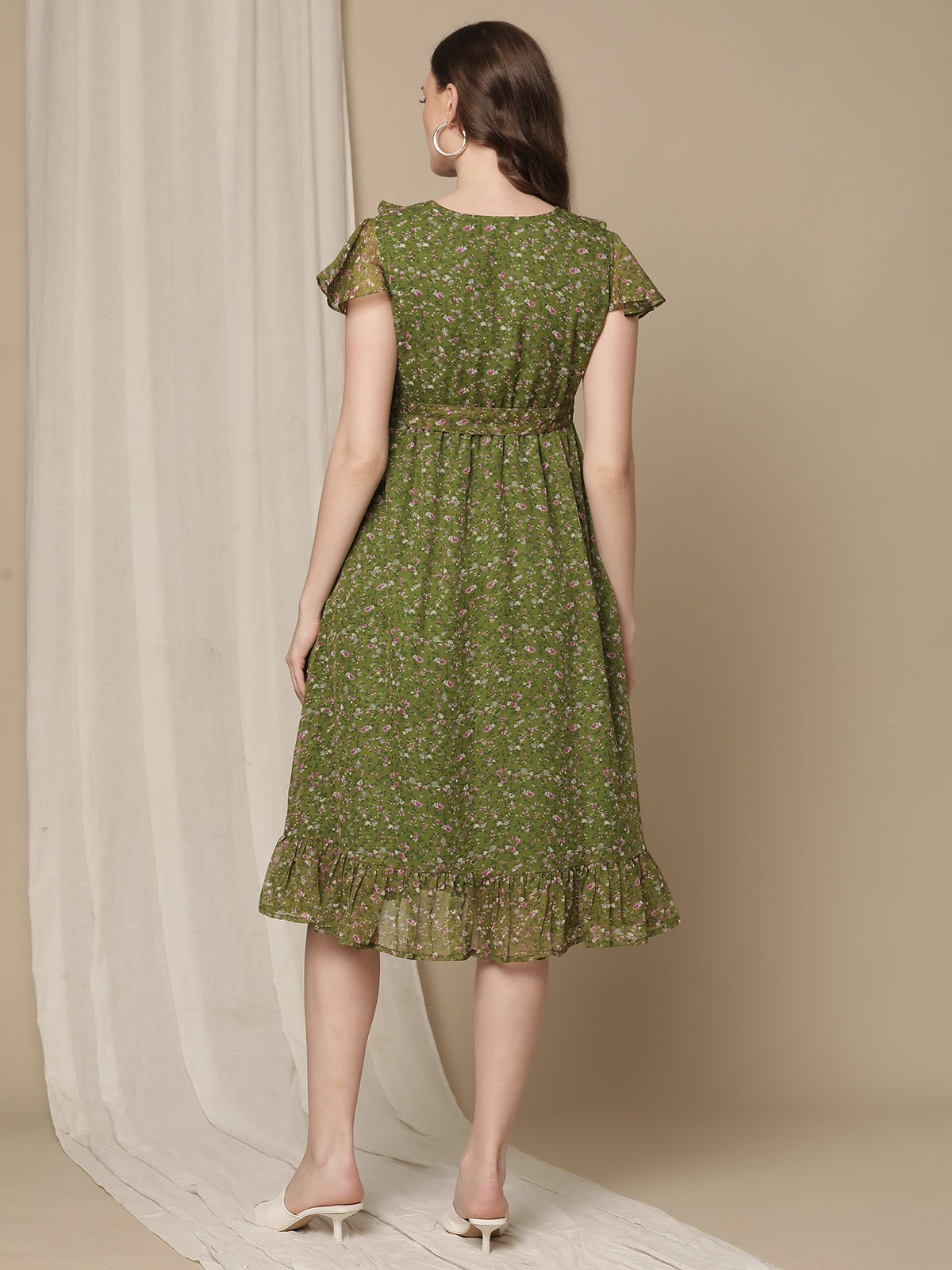 Buy Green Frill Maternity Dress