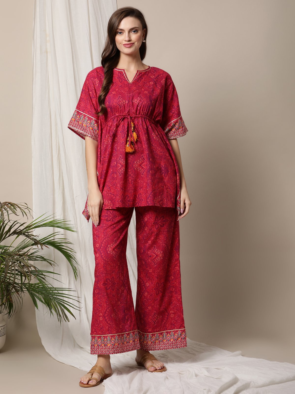 Premium Reyon slub printed kurti and palazzo pants set – Shopin Di Apparels
