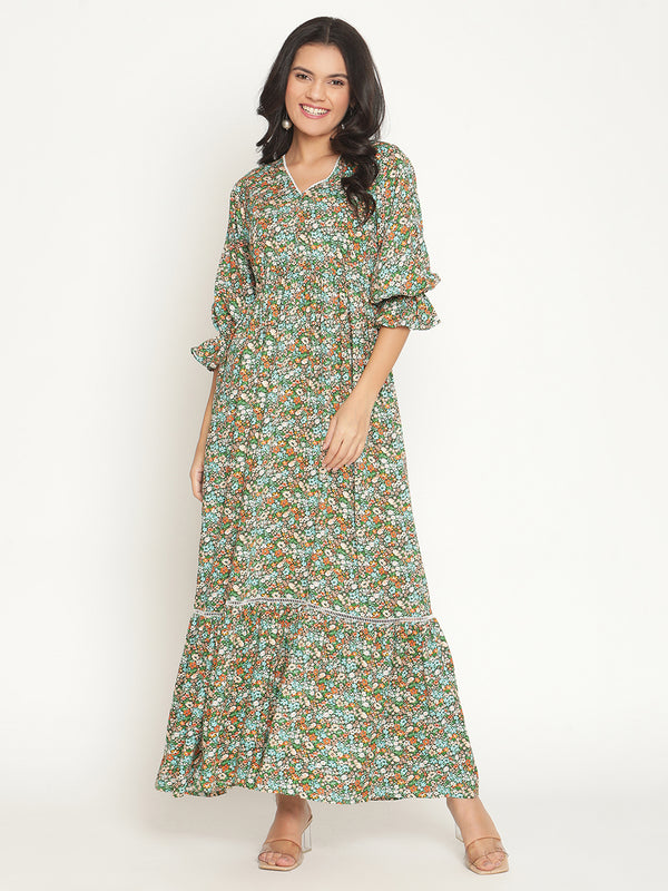 Alba Tiered Cotton Maxi Dress - Multi, Fantastical | Boden US