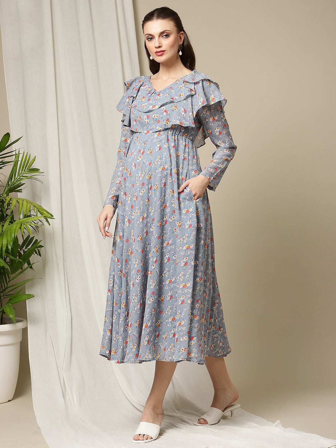 Buy Floral Maternity Long Frock