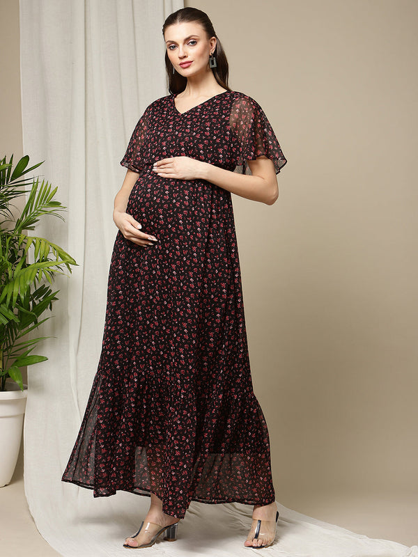 Buy Fabflee Georgette A-line Printed Dress for Women| Dresses| Women Dress|  Gown For Women| Dress| One Piece| Women's Maxi Dress Online at Best Prices  in India - JioMart.