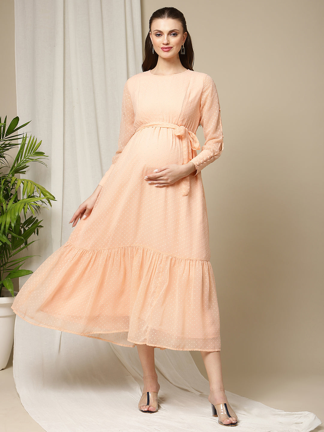 Yeshape Maternity Dresses Baby Shower Dresses for Pregnant Women Flowy  Maternity Dress Puff Sleeve Dress Maternity Midi Dress White Maternity Dress  M at Amazon Women's Clothing store
