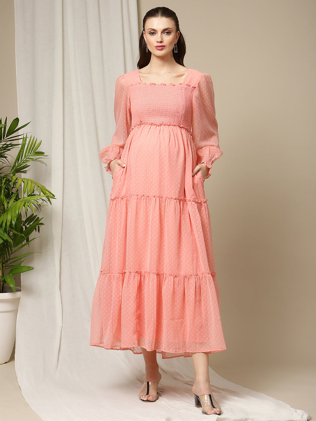 Buy Pink color lucknowi style Gown for stylish look  Joshindia