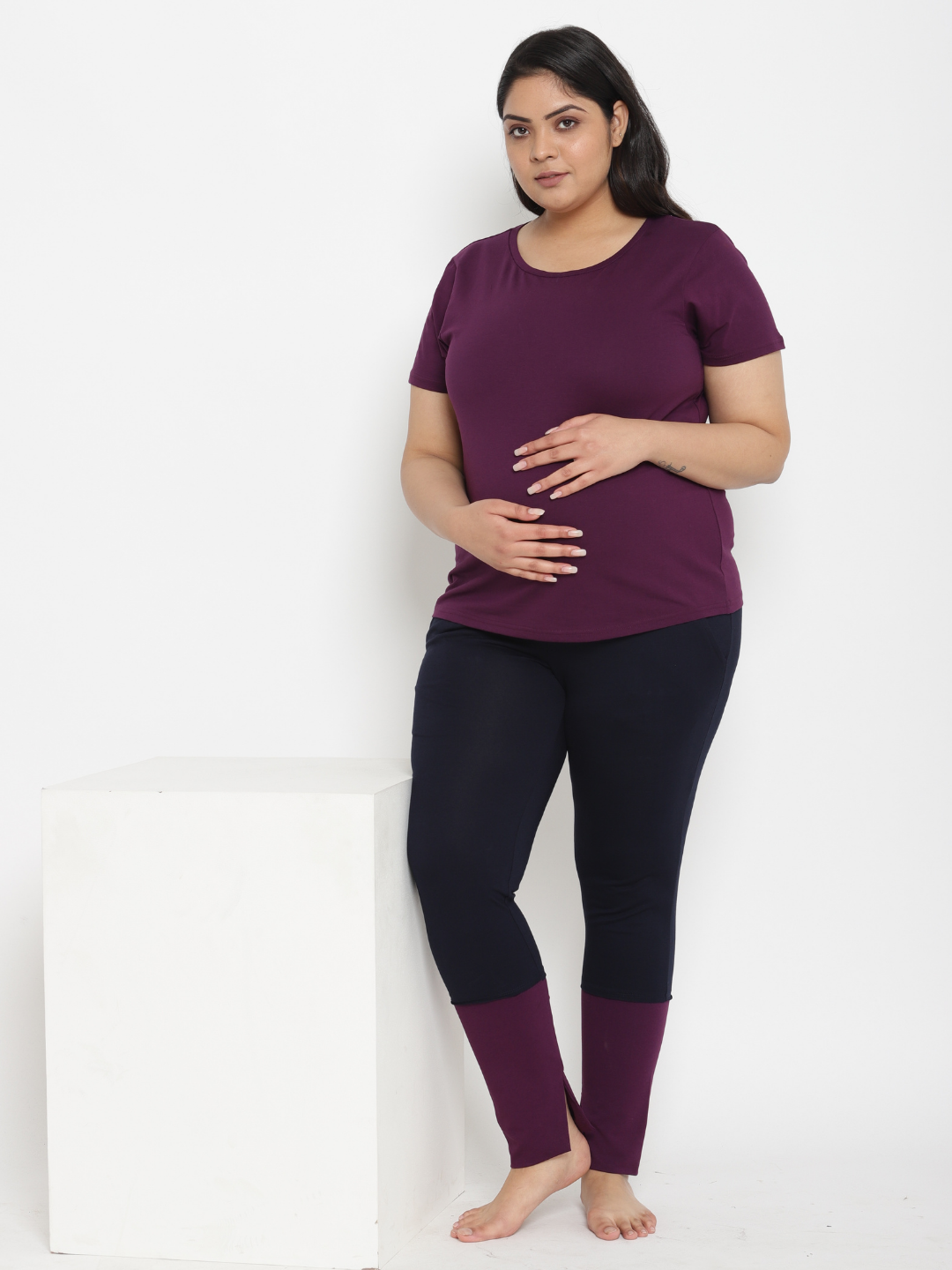 Plus Size Pregnancy Leggings - Red