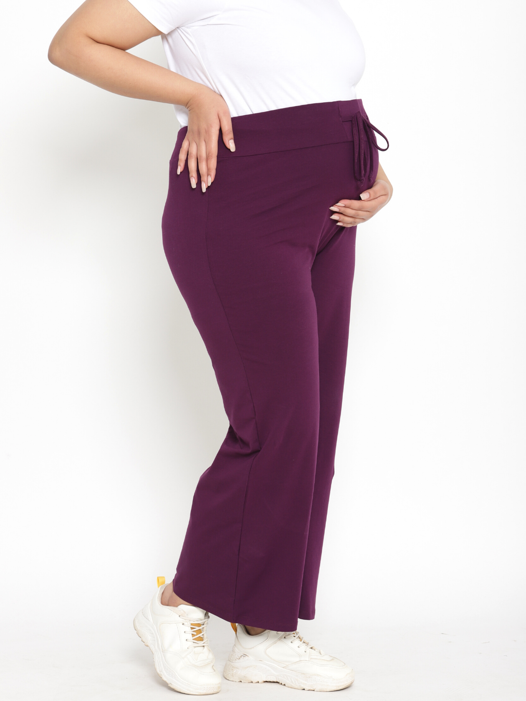 Womens Plus Size Maternity Fold Over Waistband Wide Leg Palazzo Pants Brown  2X at Amazon Women's Clothing store